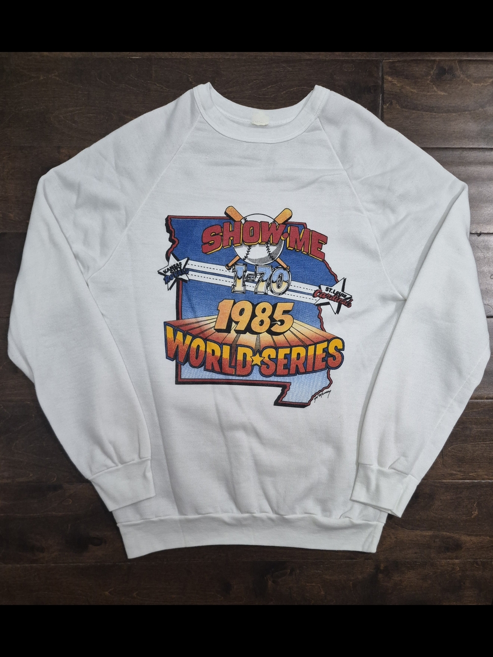 St Louis Cardinals Kansas City Royals White Sweatshirt 1985 World Series Graphic